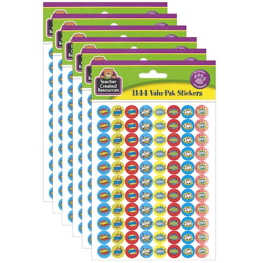 Teacher Created Resources Superhero Mini Stickers Valu-Pak, 6 Packs of 1,144ct.